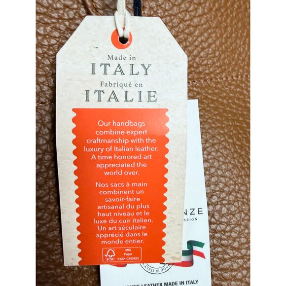 NWT Divina Firenze Made in Italy Leather Satchel Tote Bag in Cuoio Tan - Picture 4 of 9